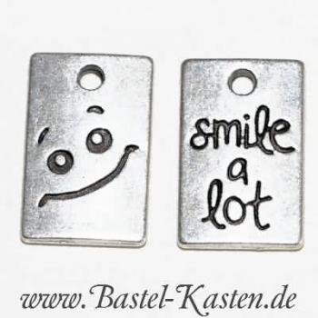 Metallanhänger - smile a lot - doppelseitig 15 x 10 mm  (1 Stück)