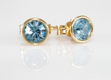 Preview: Ohrstecker mit Kessel (glatter Rand) Chaton 1028 4mm versilbert (1 Paar)