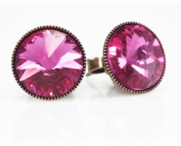 Preview: Ohrstecker mit Kessel (geriffelt) Rivoli 1122 10mm versilbert (1 Paar)