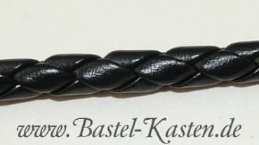 Lederkordel geflochten schwarz 5 mm  (1 Meter)