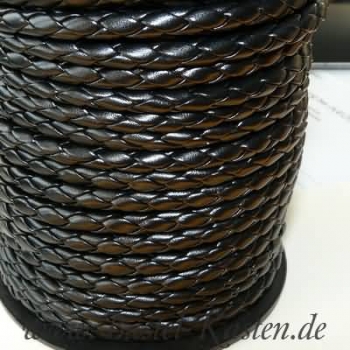 Preview: Lederkordel geflochten schwarz 5 mm  (1 Meter)