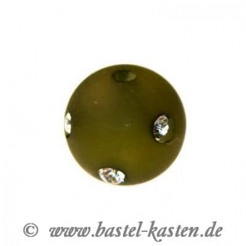 Polaris-Perle mit Straßsteinen 10mm  matt oliv (1 Stück)