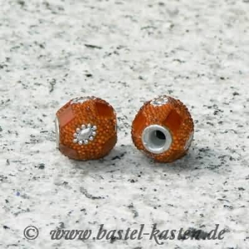 Kashmir Perle orange mit Spiegel orange 16mm  (1 Stück)