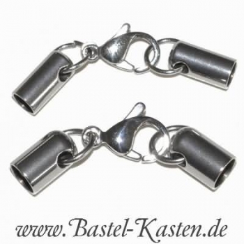 Preview: Edelstahl Karabiner mit Endkappen montiert 5mm (1 Stück)