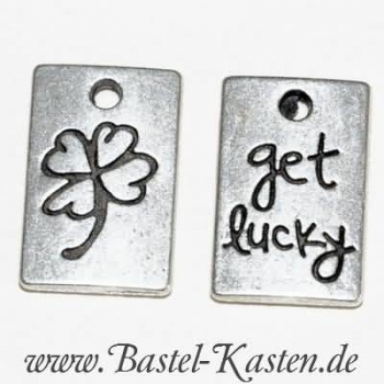 Metallanhänger - get lucky - doppelseitig 15 x 10 mm  (1 Stück)