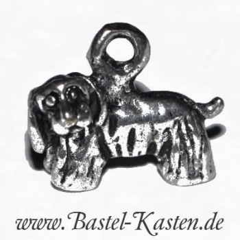 Metallanhänger Hund versilbert ca. 12mm (1 Stück)