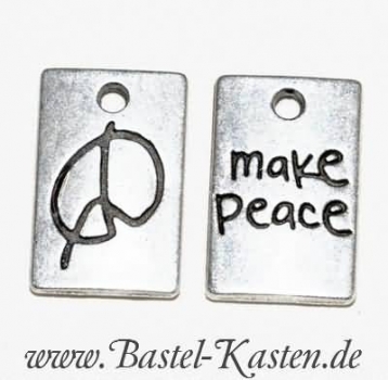 Metallanhänger - make peace - doppelseitig 15 x 10 mm  (1 Stück)