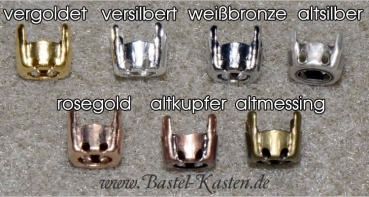 Preview: Ohrstecker mit Kessel für Swarovski Chaton 1028  8mm  weißbronze (1 Paar)