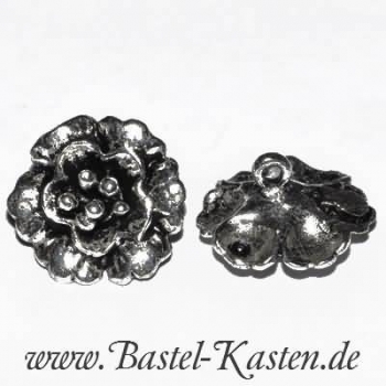 Knopf Blume versilbert geschwärzt ca. 17mm (1 Stück)