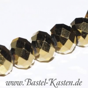 Glasschliff-Rondelle  8 x 6 mm gold (10 Stück)