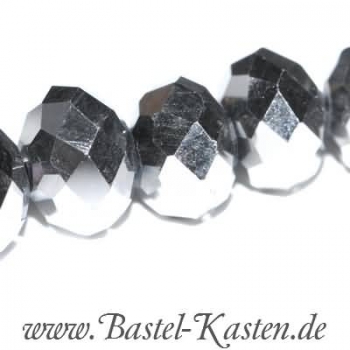 Glasschliff-Rondelle  8 x 6 mm silber (10 Stück)