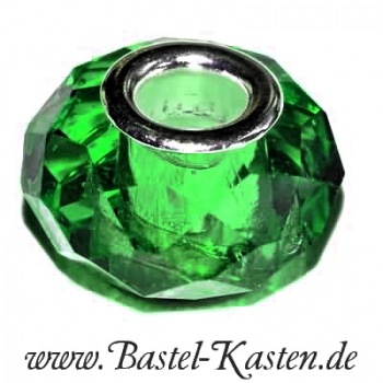 Großlochperle Kristallschliff mit ca. 4,5 mm Lochdurchmesser emerald  (1 Stück)