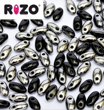 Rizo Beads 2,5 x 6 mm jet chrom (10 Gramm)