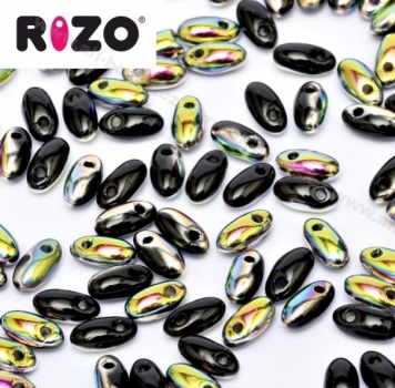Rizo Beads 2,5 x 6 mm jet vitrail (10 Gramm)