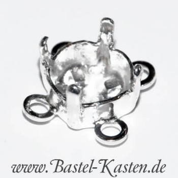 Preview: Klemmkessel für Chaton 1028 8mm mit 4 Ösen versilbert  1 Stück