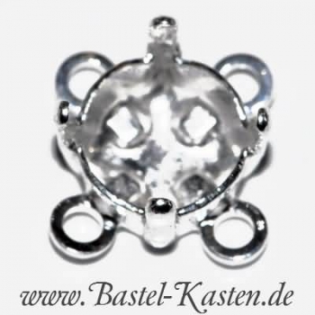 Preview: Klemmkessel für Chaton 1028 8mm mit 4 Ösen versilbert  1 Stück