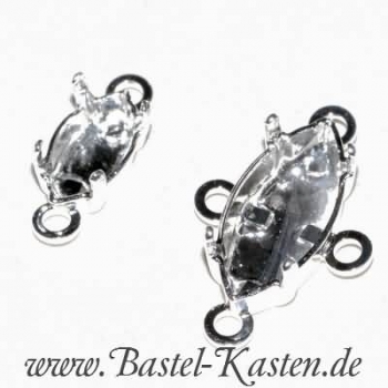 Preview: Klemmkessel für Navette 4200 15x7mm mit 4 Ösen versilbert  1 Stück
