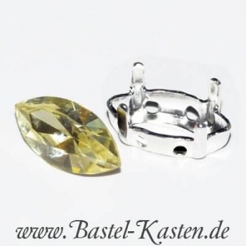 Preview: Aufnähkessel für Swarovski Navette 4200  10 x 5 mm  versilbert (1 Stück)