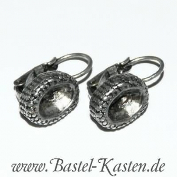 Preview: Brisur mit Klebekessel (massiv strukturiert) 4100 6x8mm altsilber (1 Paar)