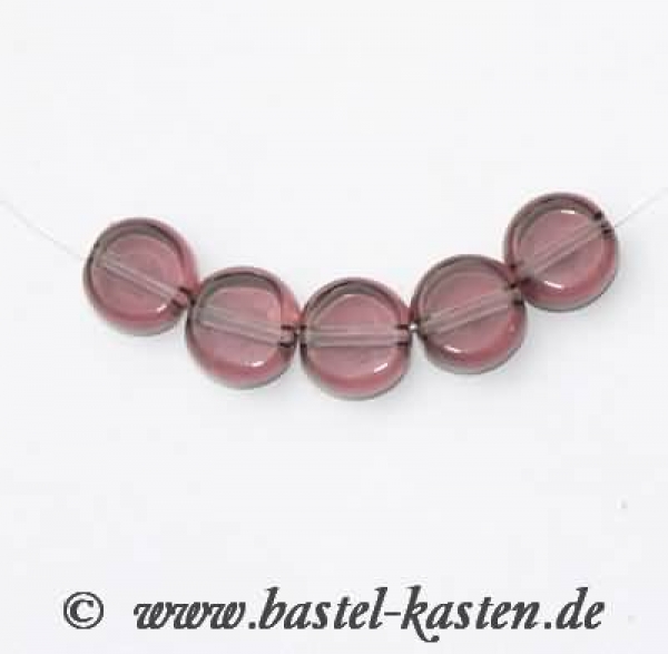 Glasmünze 8 mm amethyst (10 Stück)