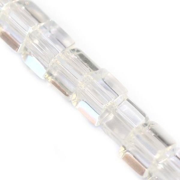 Glaswürfel 6mm längs durchbohrt transparent (10 Stück)