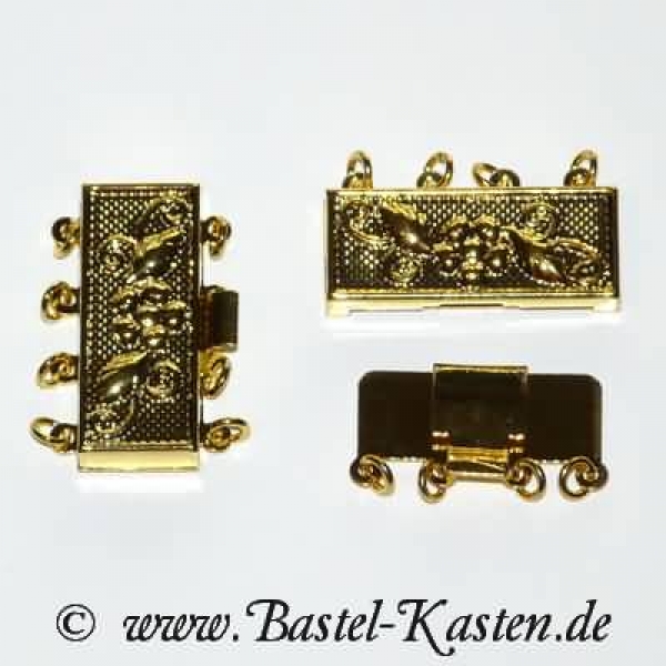 Kastenschließe 4 Strang goldfarben 26mm x 11mm (1 Stück)