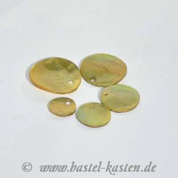 Scheiben aus echtem Perlmutt 18 mm gelb (5 Stück)