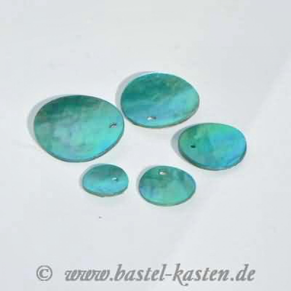 Scheiben aus echtem Perlmutt 15 mm  türkis (7 Stück)