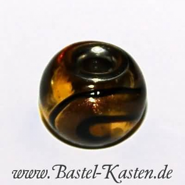 Designerglasperle mit 4mm Lochdurchmesser  light topaz  Echtsilber-Lochhülse (1 Stück)