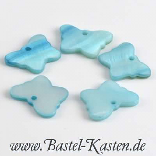 Schmetterlinge aus echtem Perlmutt türkis (5 Stück)