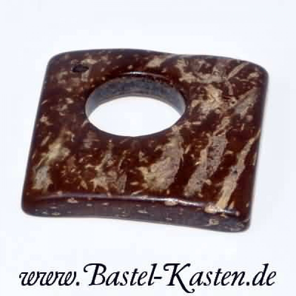 Scheibe quadratisch aus Kokosnussschale dunkelbraun ca. 28 mm (1 Stück)