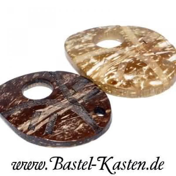 Oval aus Kokosnussschale ca. 48 mm  dunkelbraun (1 Stück)