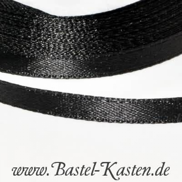 Satinband  ca. 6,5mm breit  schwarz (Rolle á 12m)