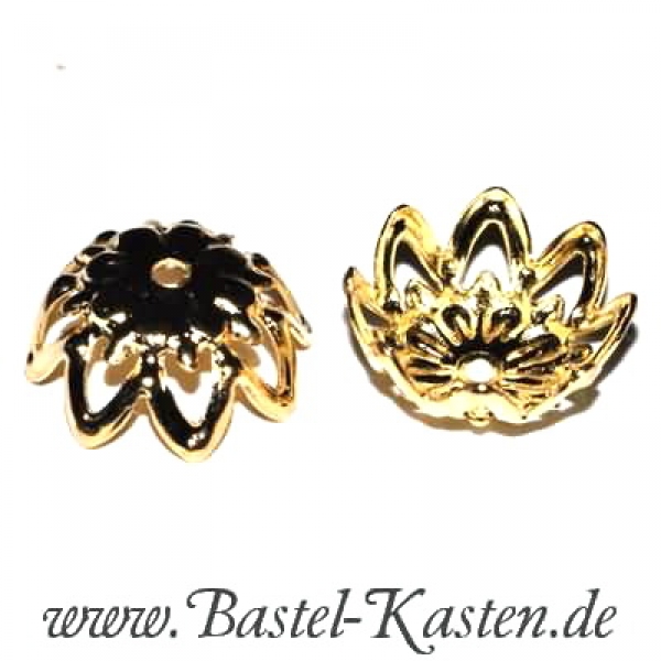 Perlkappe 13mm  vergoldet (2 Stück)
