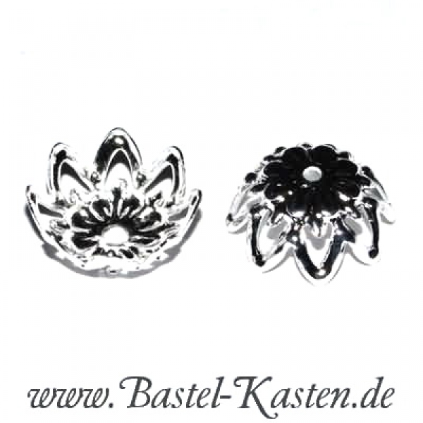 Perlkappe 13mm  versilbert (2 Stück)