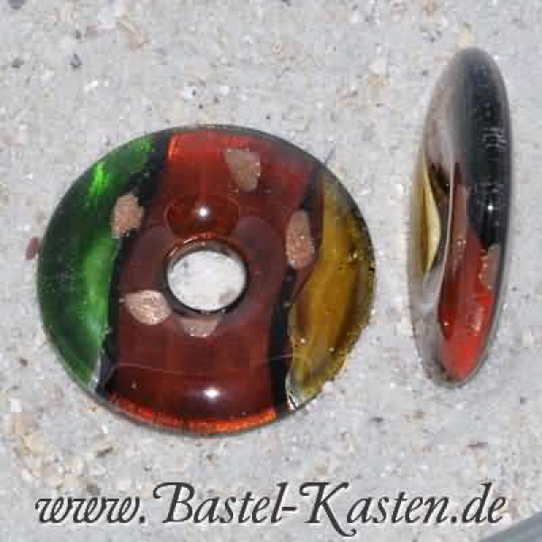 Glasanhänger Donut ca. 42 mm topaz rost emerald (1 Stück)