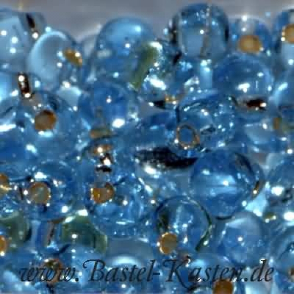 DP-0018  Miyuki Tropfen Perlen 3,4mm  transparent silverlined blue topaz (ca. 10 Gramm)
