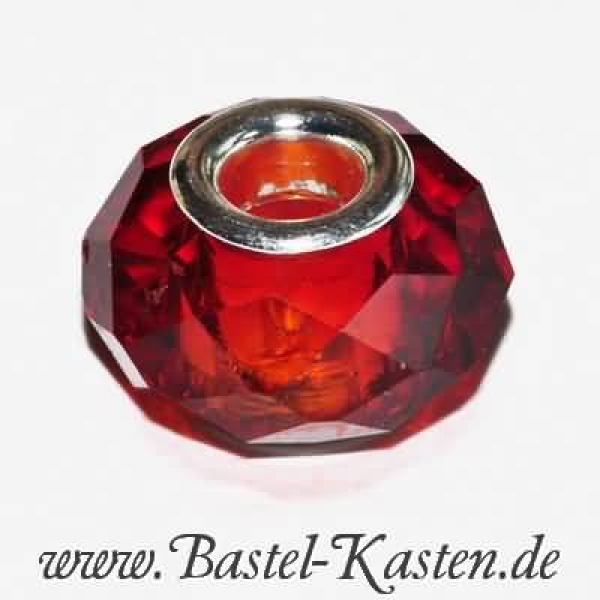 Großlochperle Kristallschliff mit ca. 4,5 mm Lochdurchmesser  siam (1 Stück)