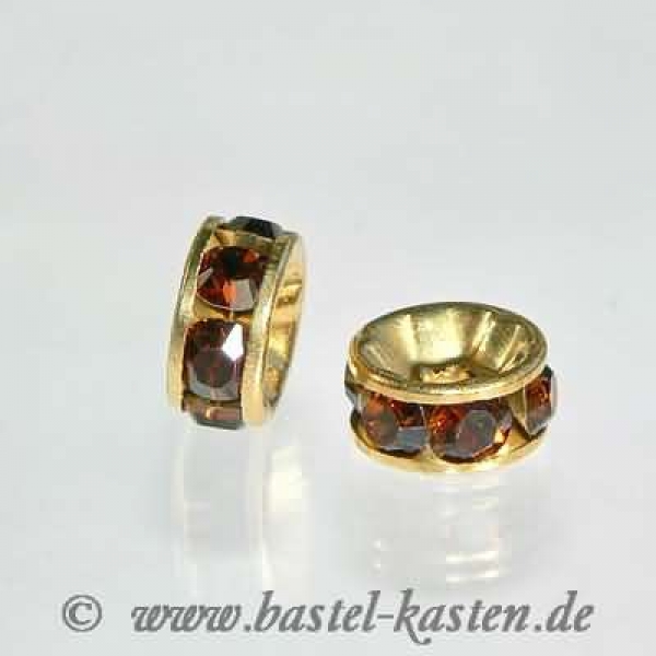 Swarovski Rondell 6 mm vergoldet / smoked topaz (5 Stück)