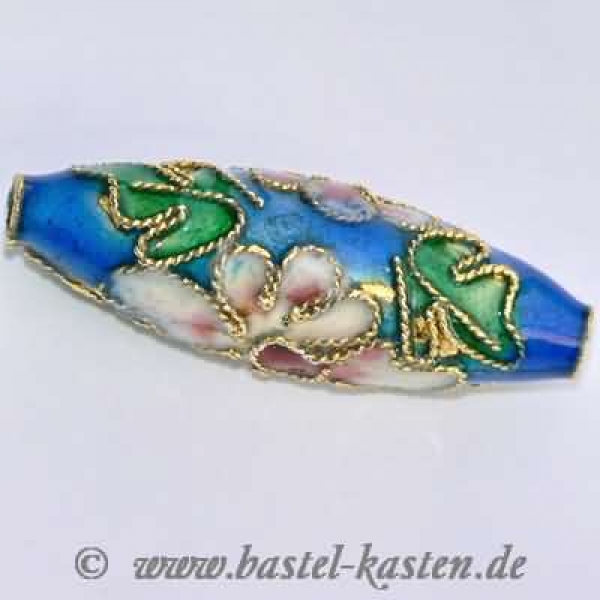 Emaillierte Metall-Perle Olive groß dunkelblau     (1 Stück)