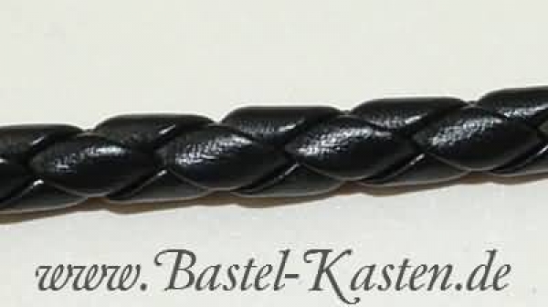 Lederkordel geflochten schwarz 5 mm  (1 Meter)