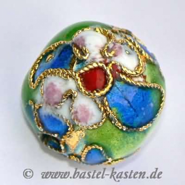 Emaillierte Metall-Perle rund 12 mm  grün     (1 Stück)