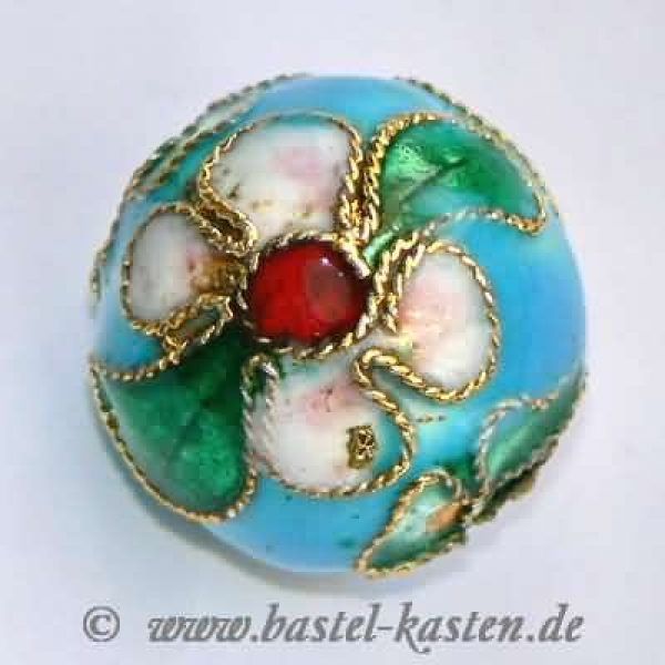 Emaillierte Metall-Perle rund 12 mm  türkis     (1 Stück)