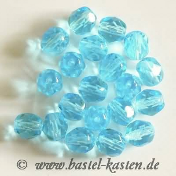 Feuerpolierte Perle 6mm aquamarine (20 Stück)