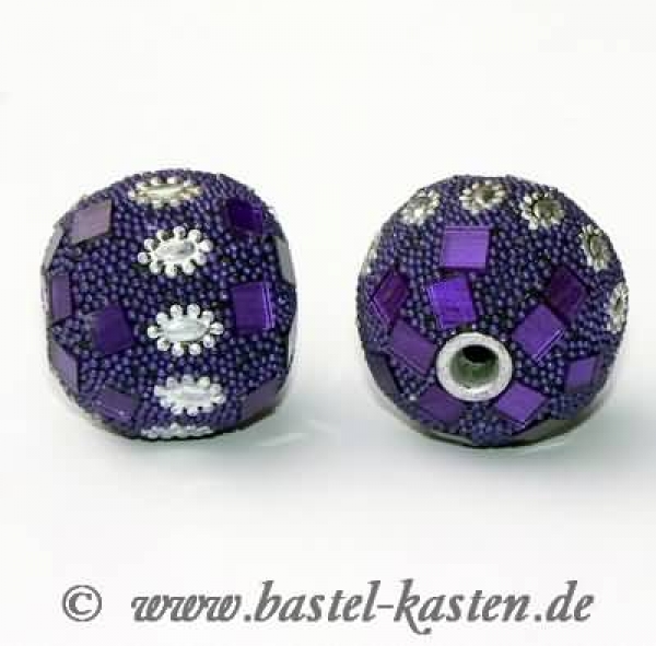 Kashmir Perle dunkellila mit Spiegel lila 24mm (1 Stück)