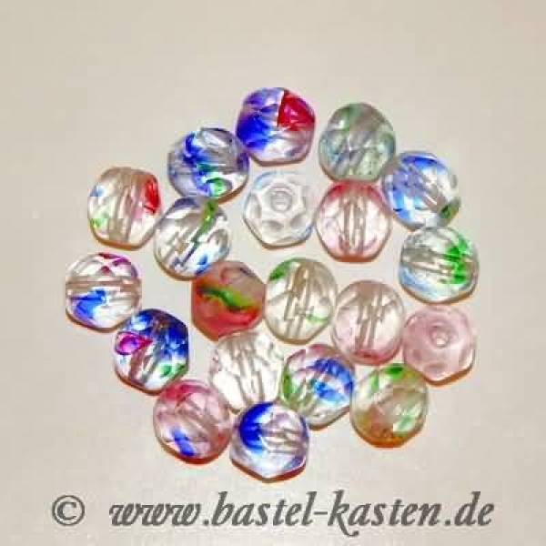 Feuerpolierte Perle 6mm crystal with color stripes (20 Stück)