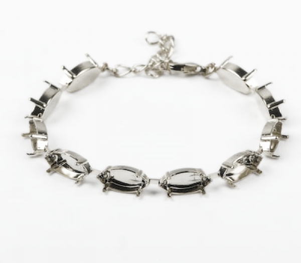 Armband mit Klemmkesseln Navette 4200 15x7mm vergoldet (1 Stück) FA16