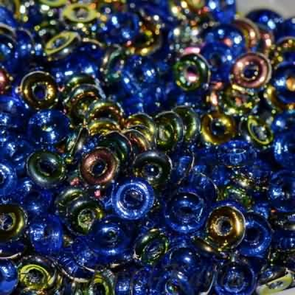 O-Beads 3,8mm x 1mm sapphire vitrail (5 Gramm)