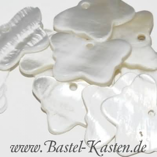 Schmetterlinge aus echtem Perlmutt weiß (5 Stück)